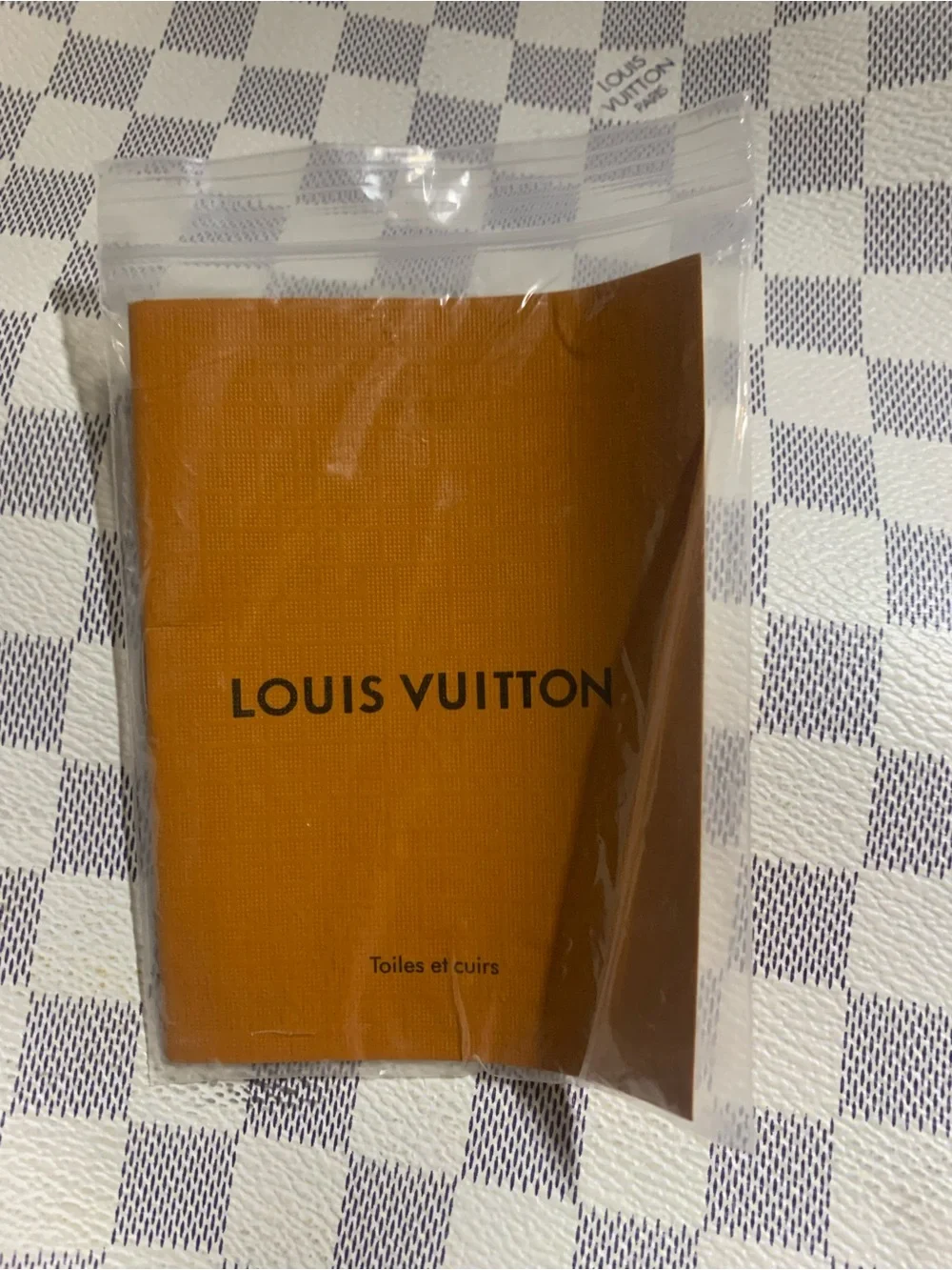 Louis Vuitton Azur Check Tote in White and Light Gray with Tan Trim